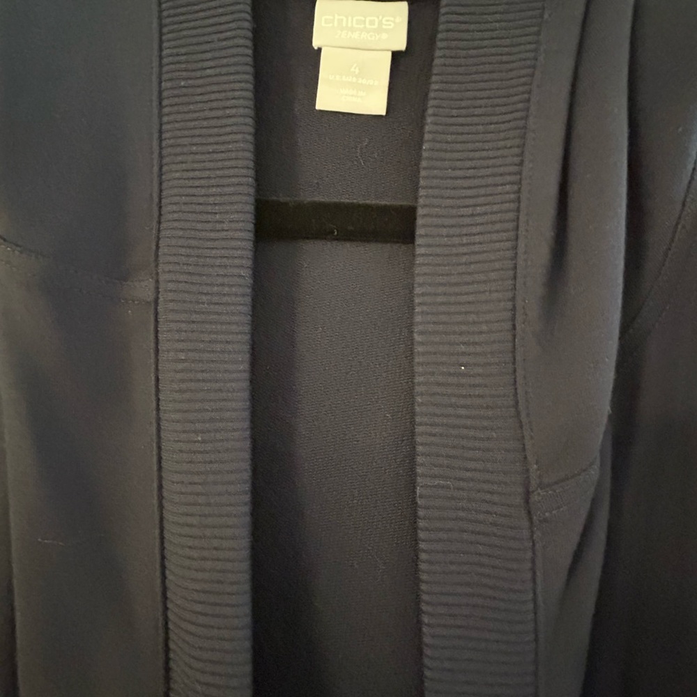 Chico's Zenergy Navy Cardigan with Hood